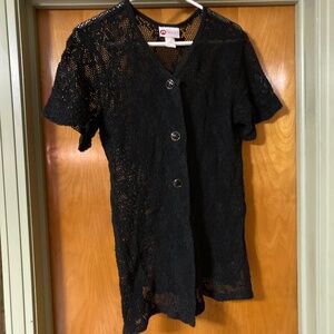 Vintage Made in USA Absolutely Beach Black Mesh Swim Coverup Size Medium